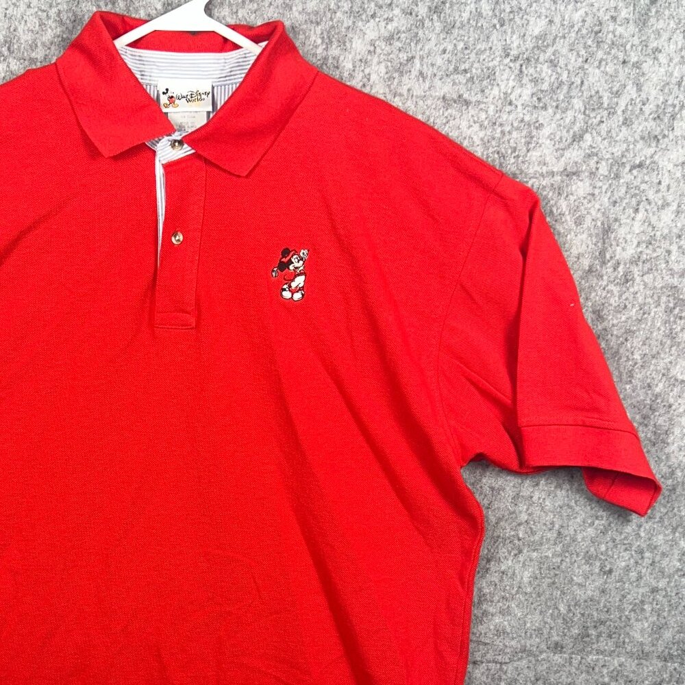 Walt Disney World Mickey Mouse Polo Golf Shirt Men's XL Red Embroidered